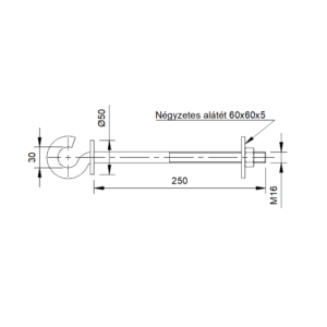 TARTÓ-HORGOS CSAVAR M16X250/140 (1436)