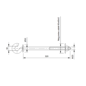 FESZÍTŐ-HORGOS CSAVAR M20x320/120 (1437)