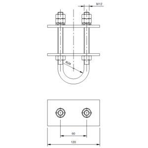 U-kengyel M12-es anyákkal alátétekkel (485)